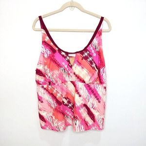 Swimsuits for All Womens 24 Plus Size Tankini Swim Top Pink Purple Flawed